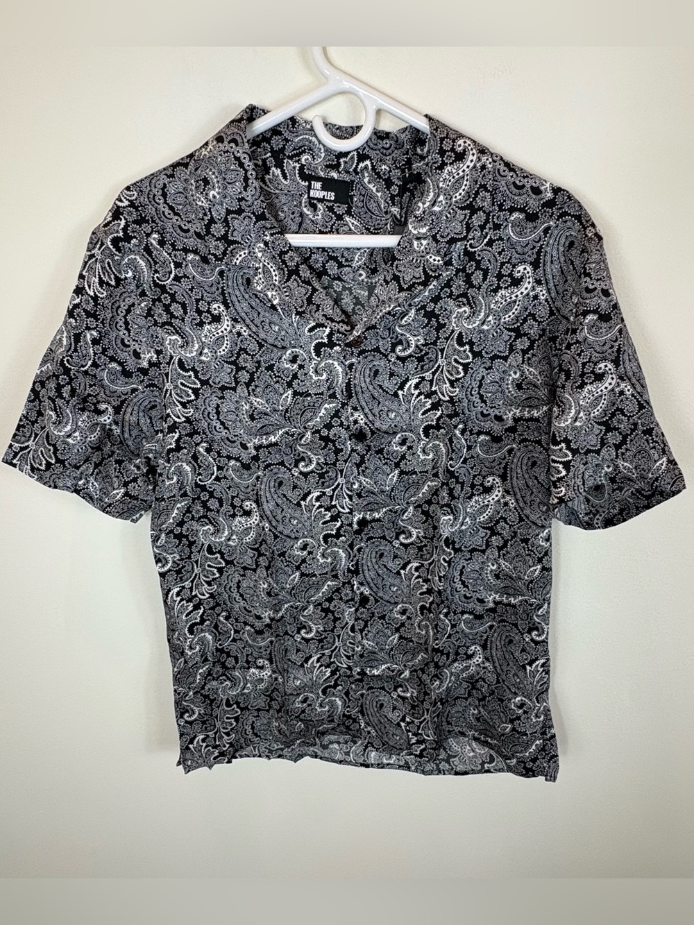 THE KOOPLES Viscose Paisley Short Sleeve Button Down Shirt